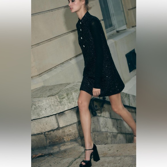 ZARA STRUCTURED SEQUINED MINI DRESS - Picture 2 of 8